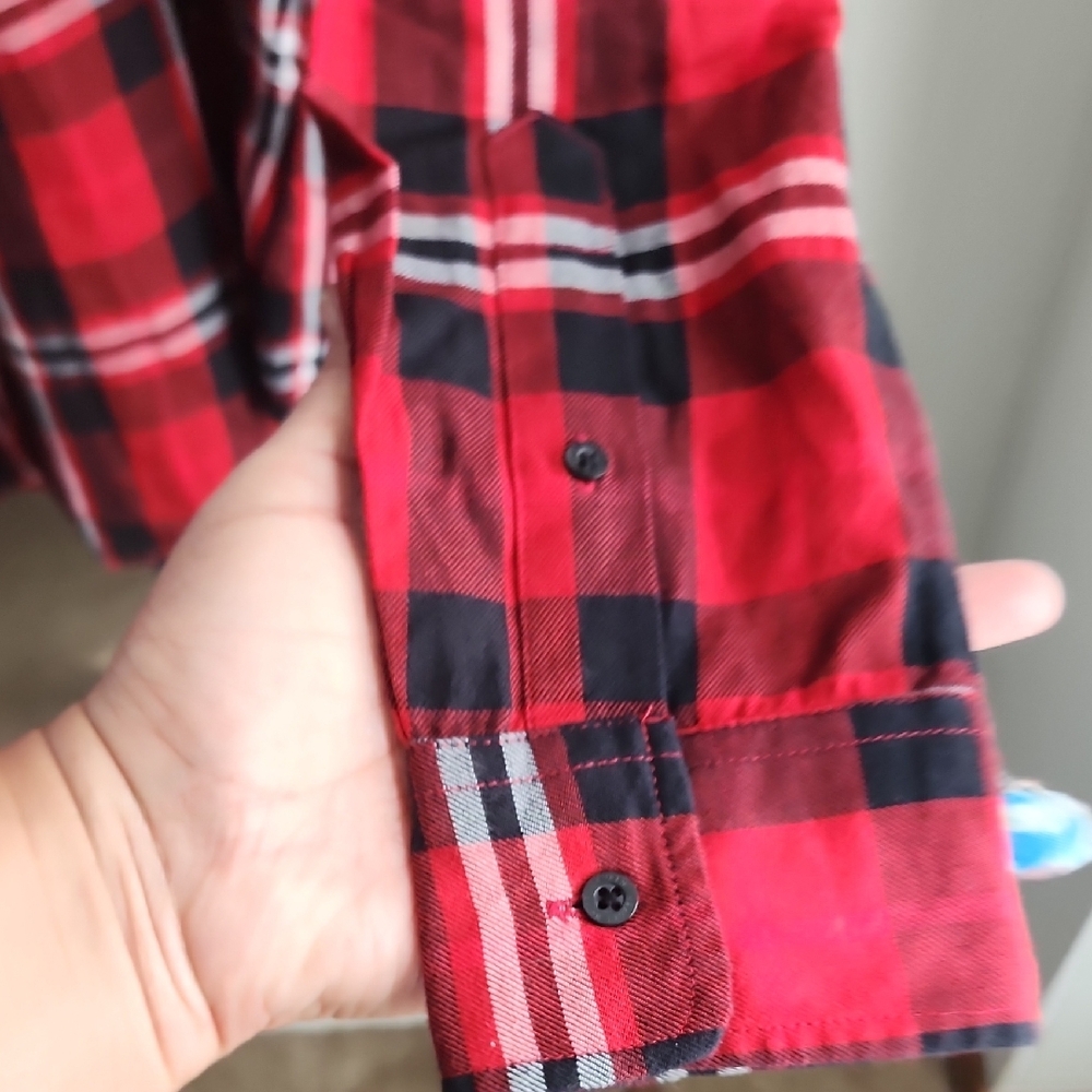 Lauren Ralph Lauren Red Black Plaid Flannel Grunge Cabincore Shirt - Picture 4 of 5